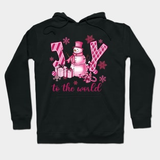 Joy to the World Pink Snowman Hoodie